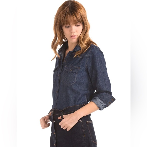 GAP 1969 Indigo Blue Denim Western Shirt Size Medium - Picture 1 of 12
